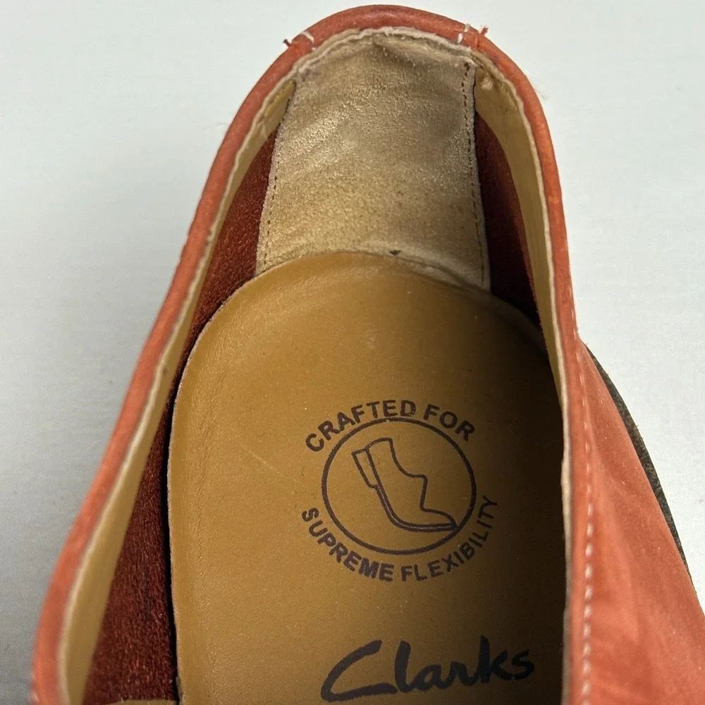 Clarks  Salmon Red Leather Oxford Lace Up Dress Shoes Mens 10.5M Preppy